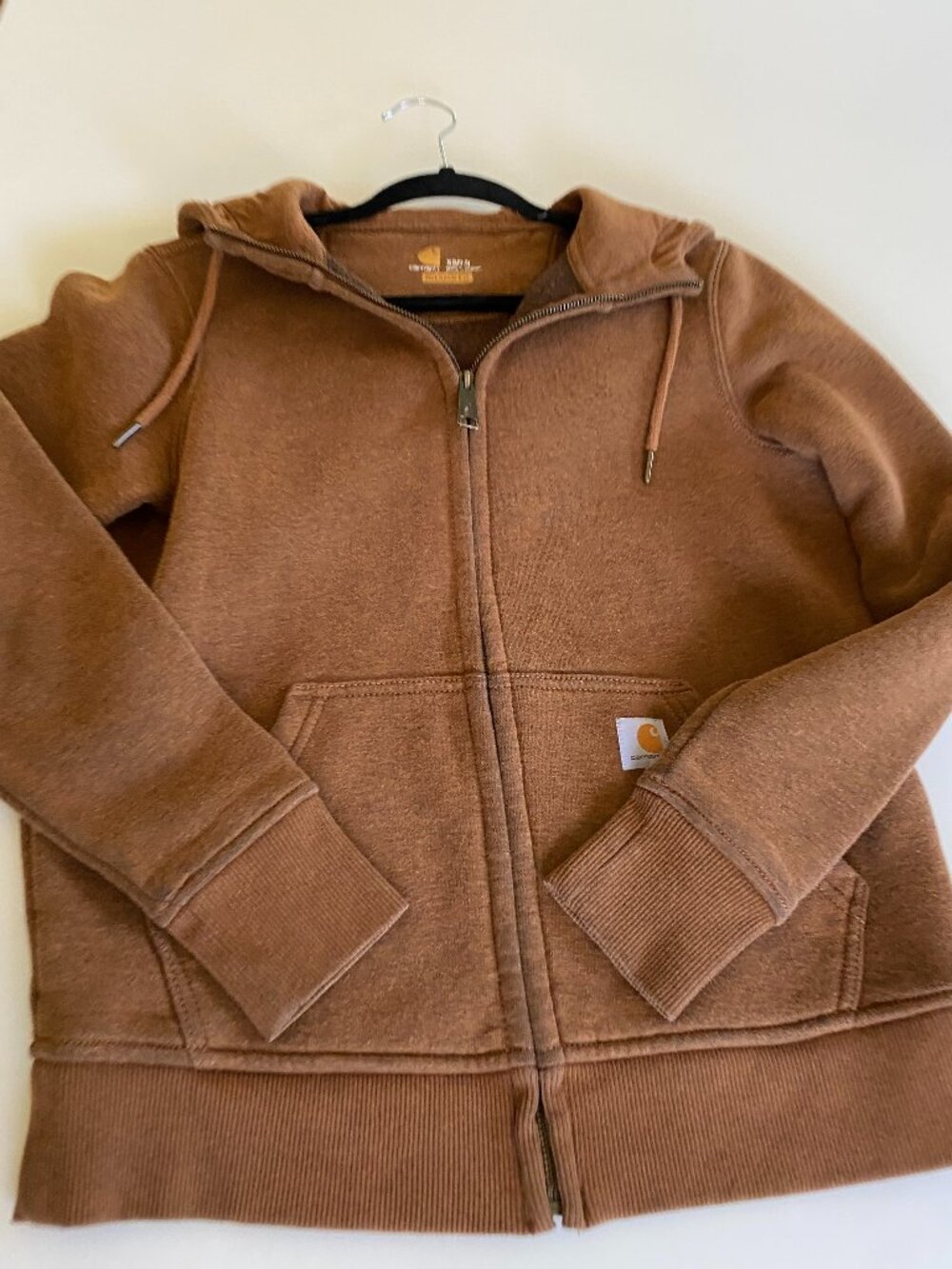 Carhartt Women's Relaxed Fit Oversized Zip Hoodie XS Brown Grunge Faded Patina - Picture 3 of 10